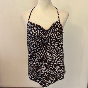 Pleione black pink patterned tank top Size S NWOT